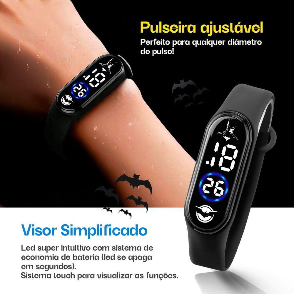 Miniatura Relogio Digital Infantil Batman Prova Dagua Criança Caixa