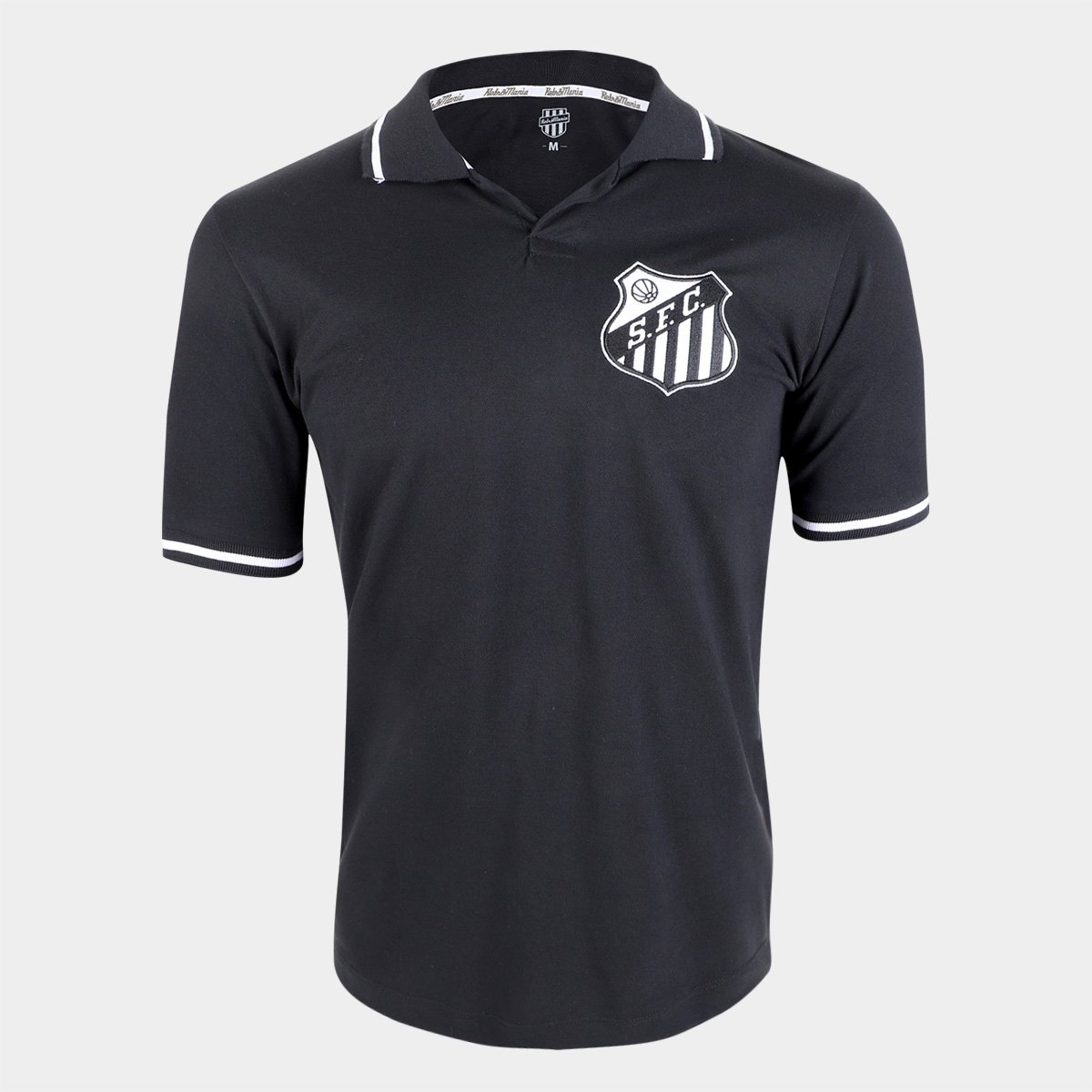 Miniatura Camisa Polo Santos RetrôMania Masculina Preto - EGG