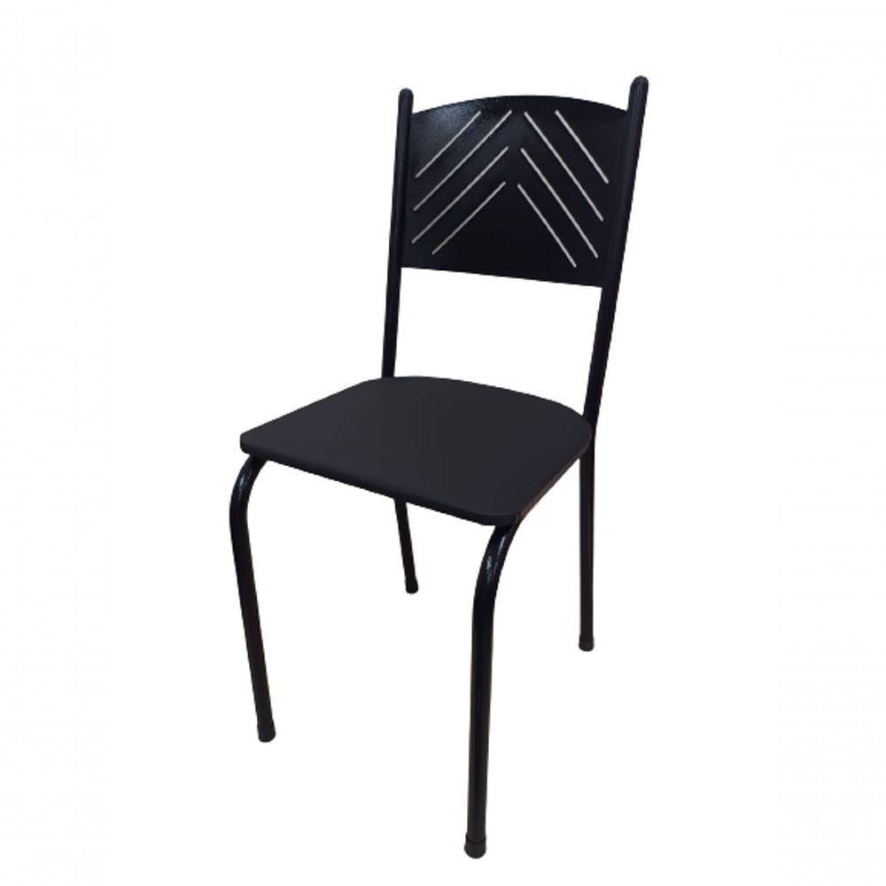 Miniatura Kit 2 Cadeiras Preta Para Cozinha Jantar Metal Tubular Almofadada Assento Preto