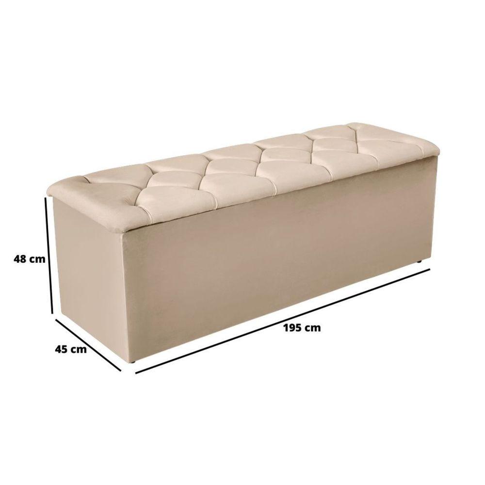 Miniatura Calçadeira Baú Recamier 195 Cm Diana Veludo Bege