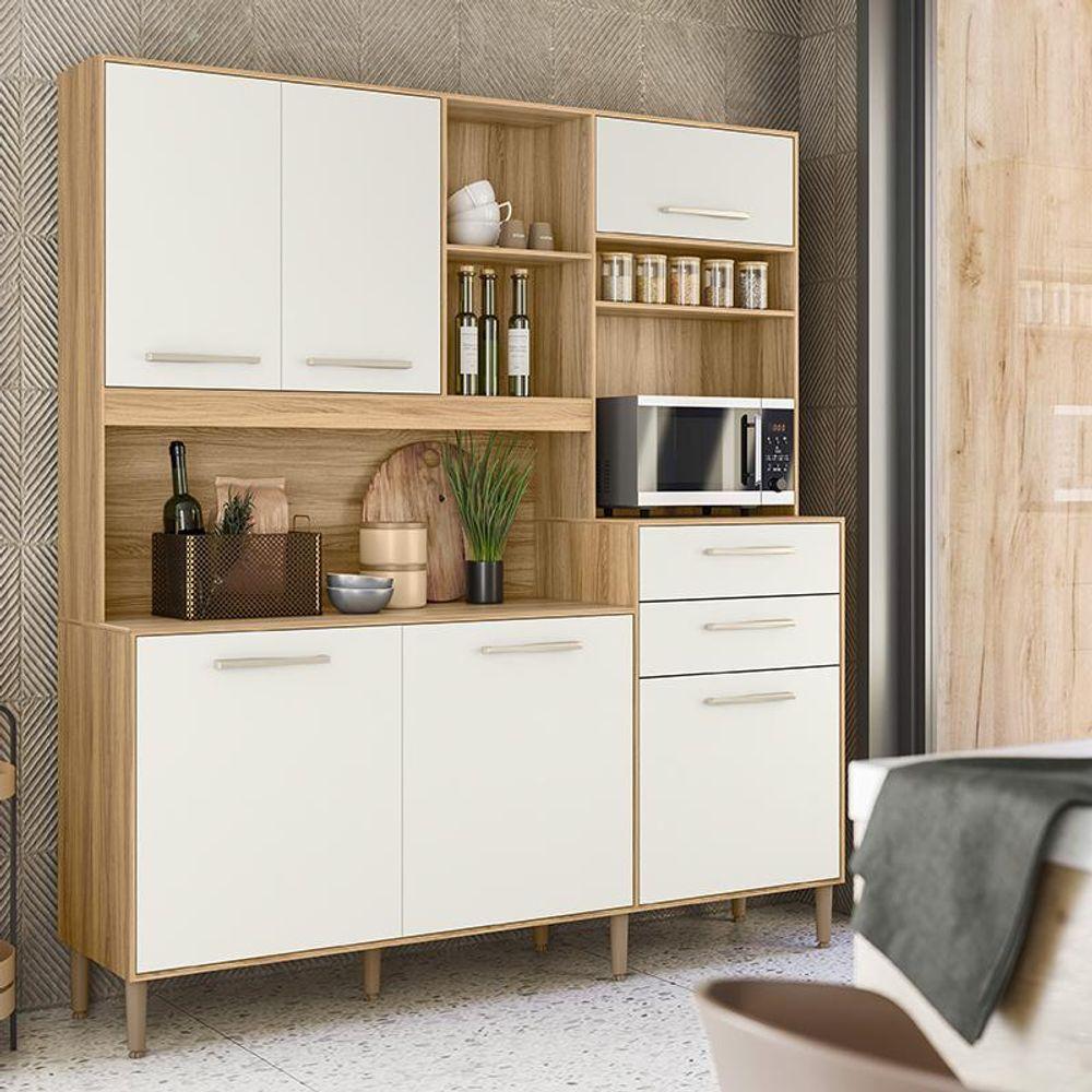 Miniatura Armario Cozinha 6 Portas E 2 Gavetas Salsa Freijo/off White Cristal Freijo/off White Cristal