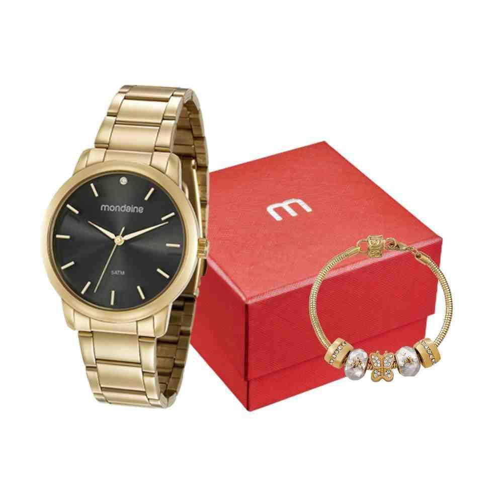 Miniatura Kit Relógio+Pulseira Mondaine Dourado Feminino 53616Lpmvde1K