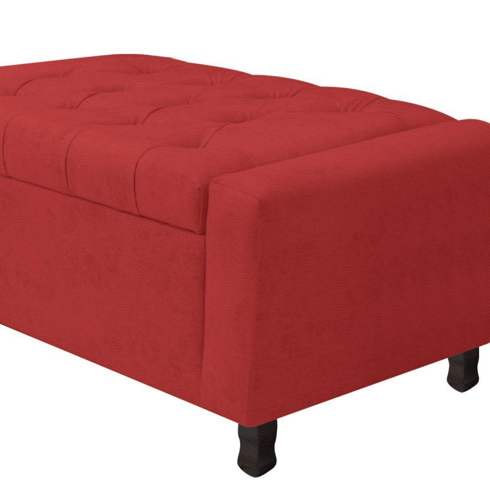 Miniatura Calçadeira Baú Queen Everest P02 160 Cm Para Cama Box Corano - Amarena Móveis Vermelho
