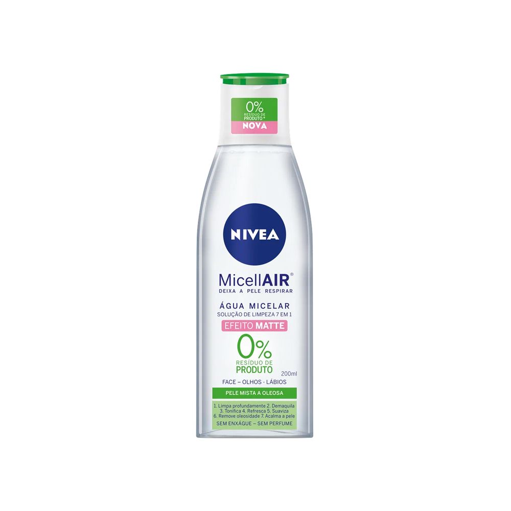 Miniatura Água Micelar Nivea MicellAIR Solução de Limpeza 7 em 1 Efeito Matte 200ml