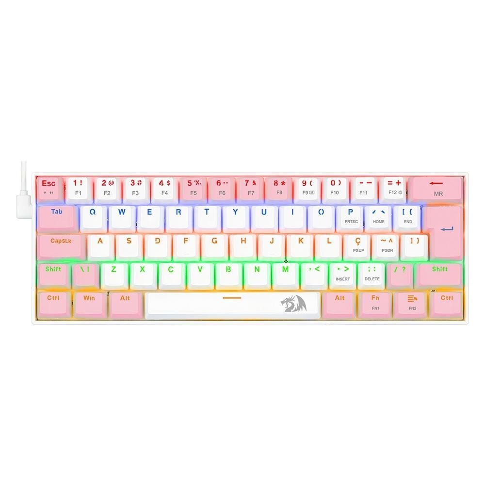 Miniatura Teclado Gamer Redragon Lakshmi Branco & Rosa C/Switch Azul