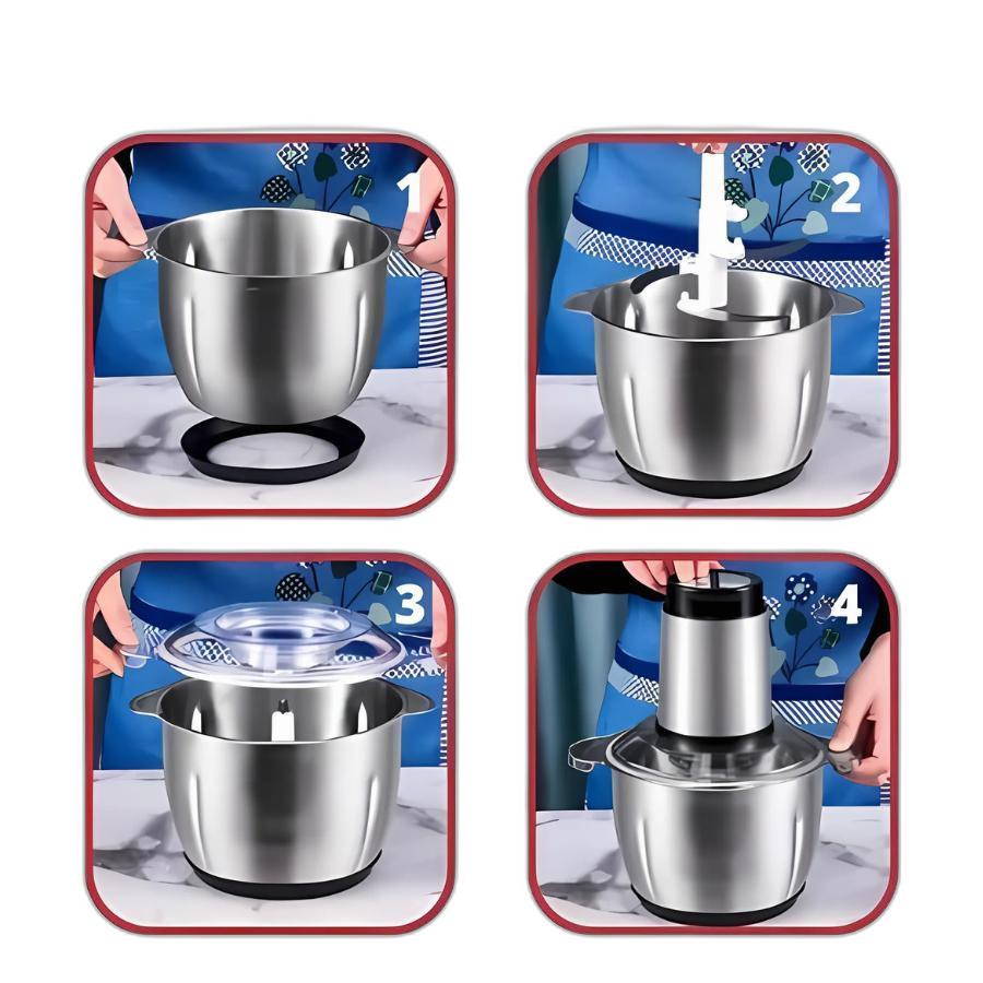 Miniatura Multiprocessador Triturador Inox 2L 110V Carne, Frutas E