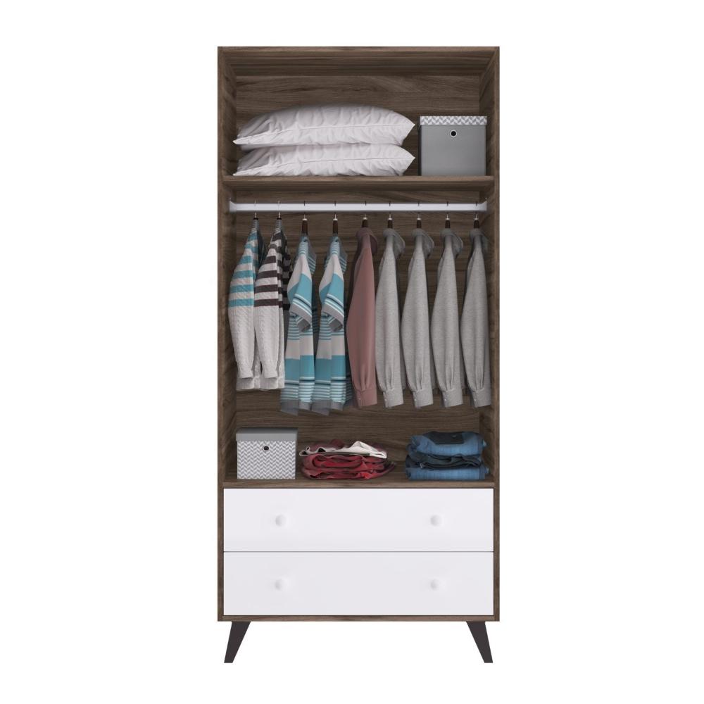 Miniatura Quarto de Bebê Completo Berço com Roupeiro 2 Portas 2 Gavetas Estrela Móveis Percasa Carvalho/Branco