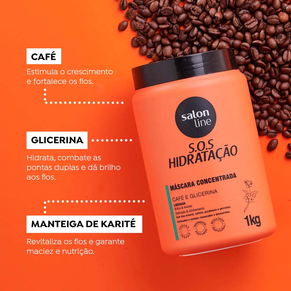 Miniatura Salon Line SOS Hidratação Café e Glicerina Máscara 1Kg