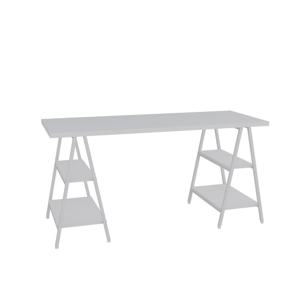 Miniatura Escrivaninha Cavalete 150cm 4 Prateleiras Estilo Industrial Kuadra Branco Chess / Est.Branca