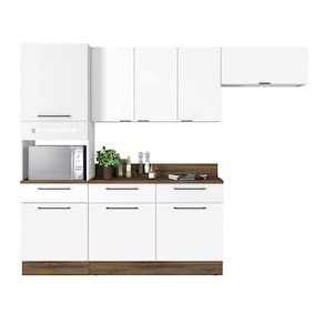 Miniatura Cozinha Compacta Itatiaia Exclusive com 8 Portas, 3 Gavetas e 4 Prateleiras - 260cm de largura Branco/Castanho