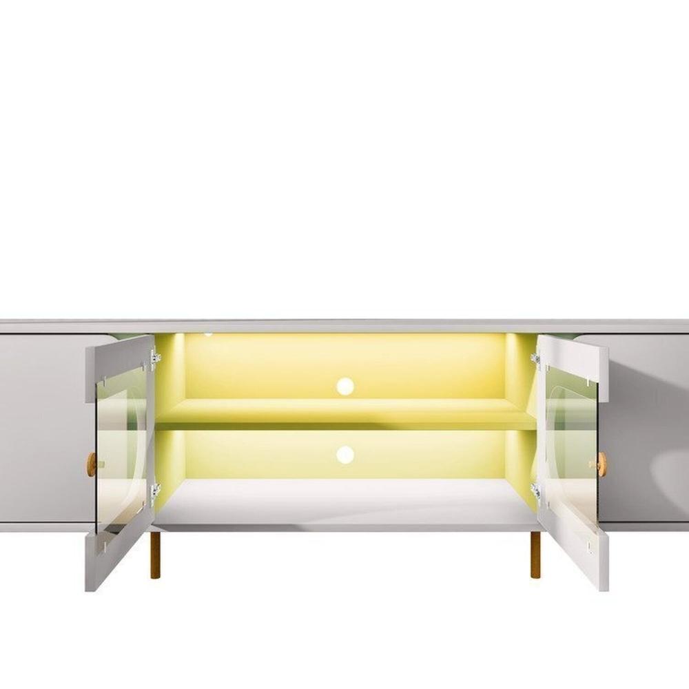 Painel Maresias e Rack Juquehy com Led Off-White/Pistache