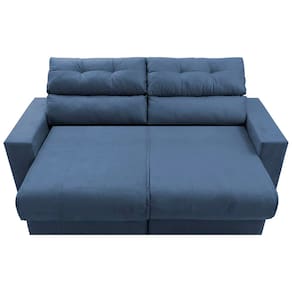 Miniatura Sofá 3 Lugares Cama Inbox Clean com Assento Retrátil e Encosto Reclinável em Tecido Velusoft - 190cm de Largura Azul