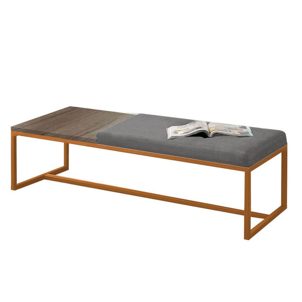 Miniatura Calçadeira Recamier Londres 195cm Bronze Sintético Cinza Mdf Madeira - Ahazzo Móveis