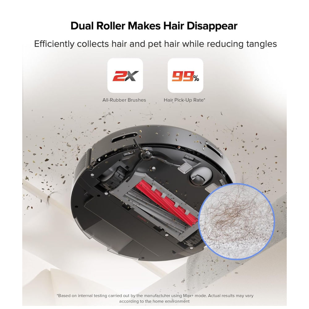 Miniatura Aspirador Robô Roborock Q5 Max+ com Estação de Autoesvaziamento, 5500 Pa, Escova DuoRoller, Limpeza sem as Mãos por até 7 Semanas, Navegação