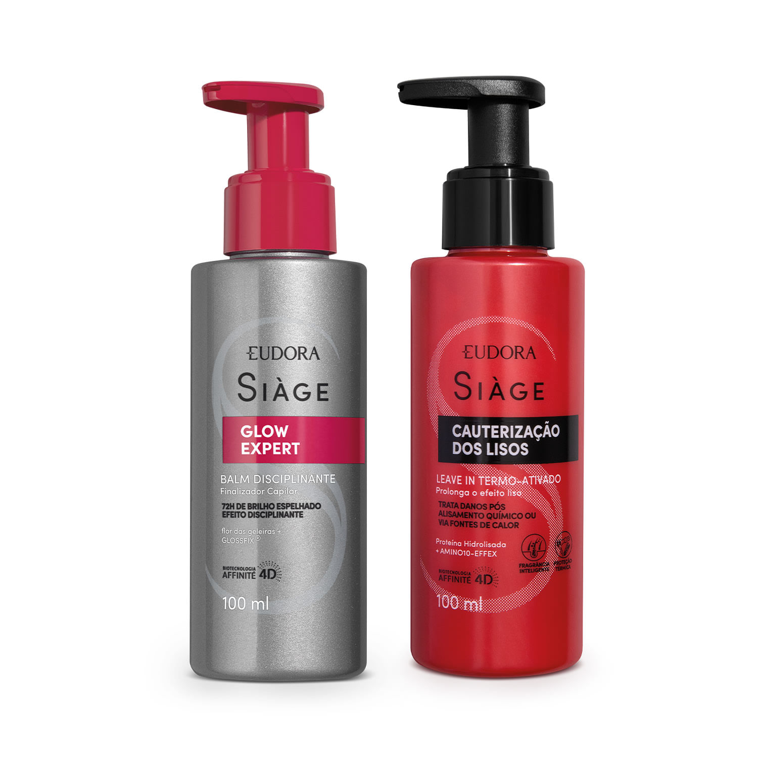 Miniatura Combo Siàge Leave In e Balm: Leave-in Siàge Cauterização dos Lisos 100ml + Balm Disciplinante Finalizador Glow Expert 100ml