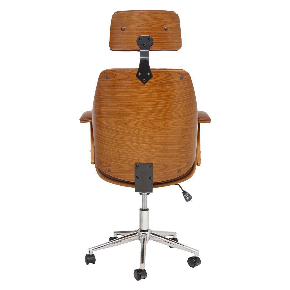 Miniatura Cadeira De Escritório Office Lisboa Pu Marrom Base Giratória Cromada