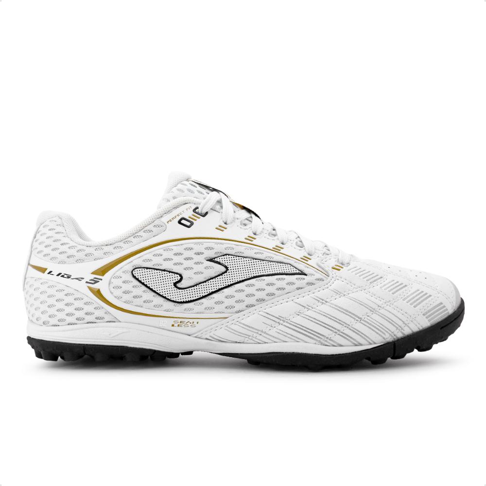 Miniatura Chuteira Society Joma Liga 5 Branco / Dourado - 42