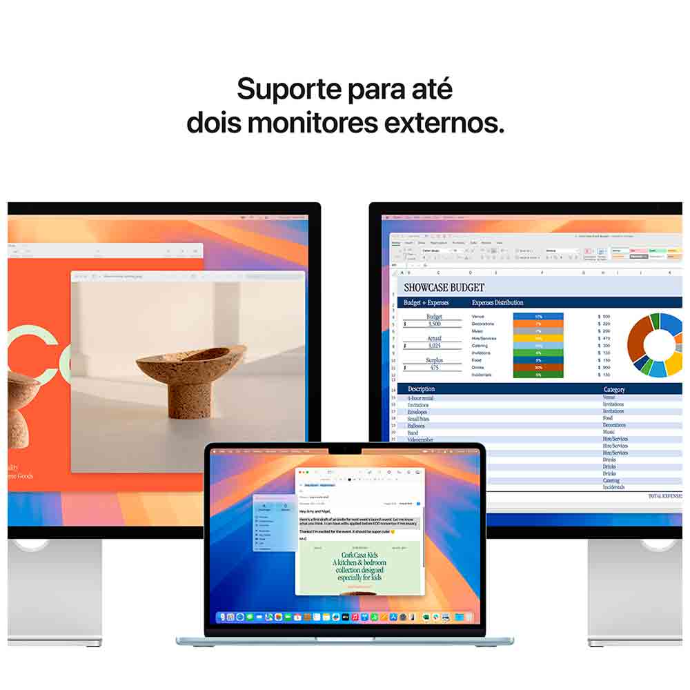 Notebook Apple MacBook Air 13,6" M4 (CPU de 10 núcleos, GPU de 10 núcleos, 24GB RAM, 512GB SSD) - Estelar Bivolt