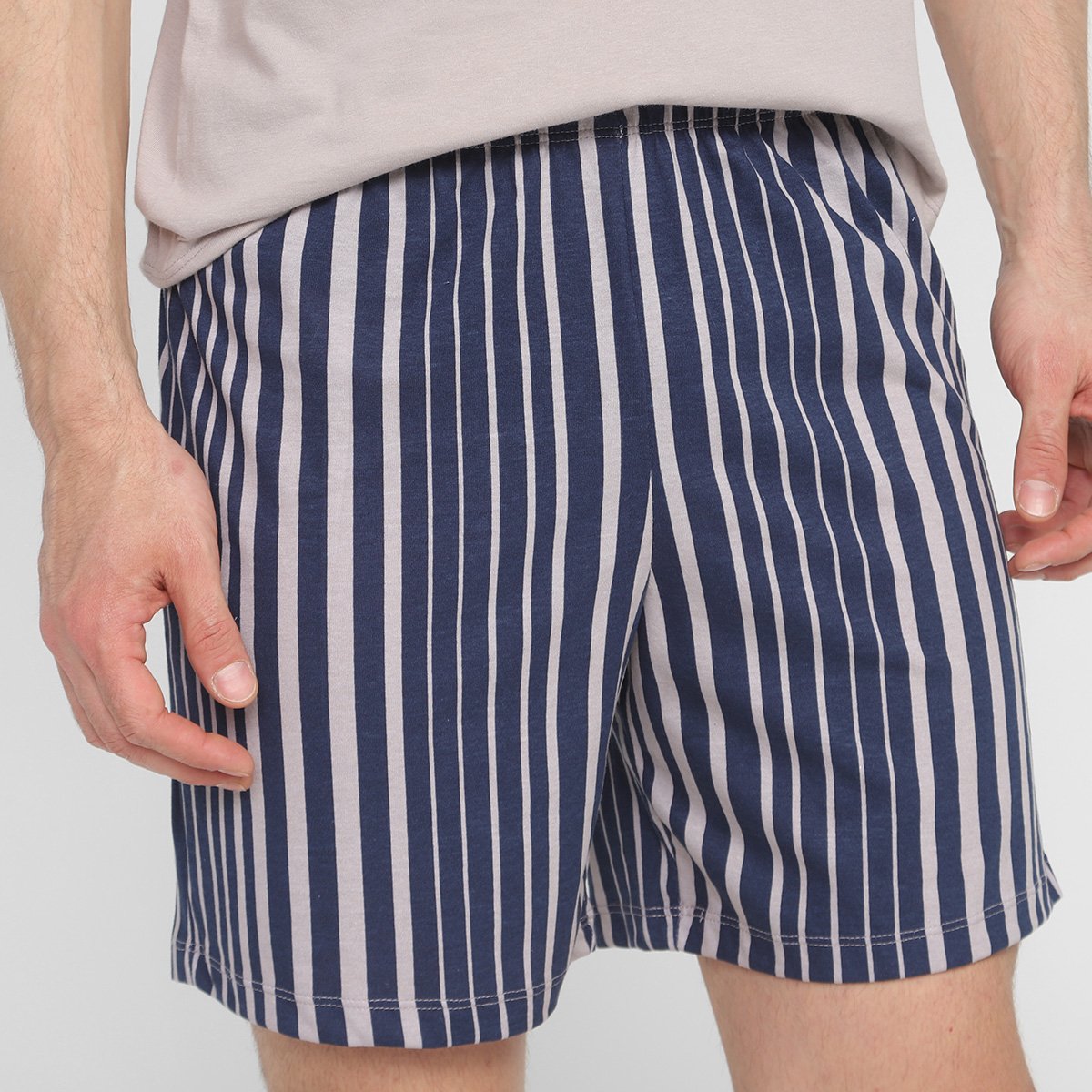 Miniatura Pijama Hering Curto Gola V Mini Print Masculino Branco+Cinza - G