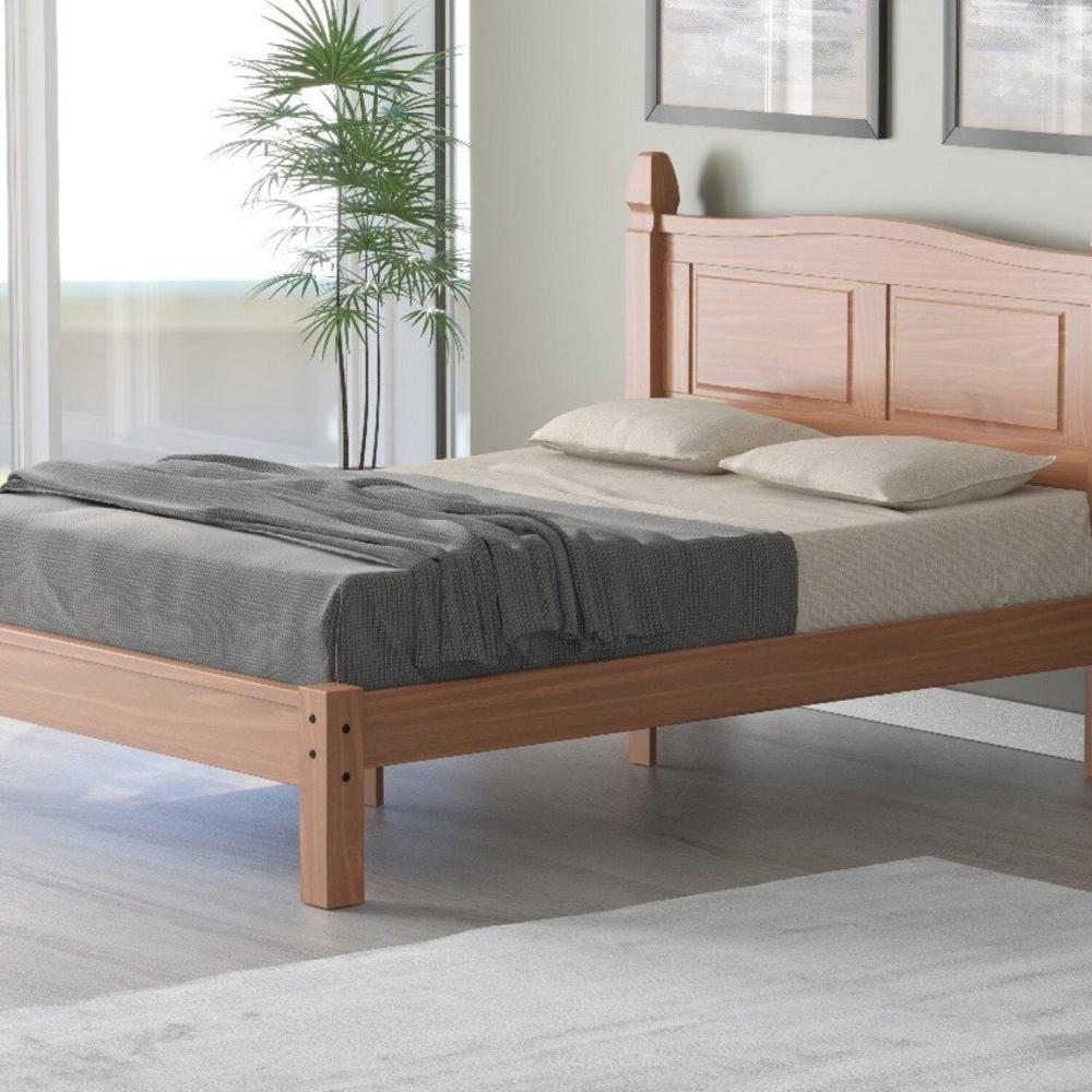 Miniatura Cama Queen em Madeira Corona Retrô Nogueira Claro