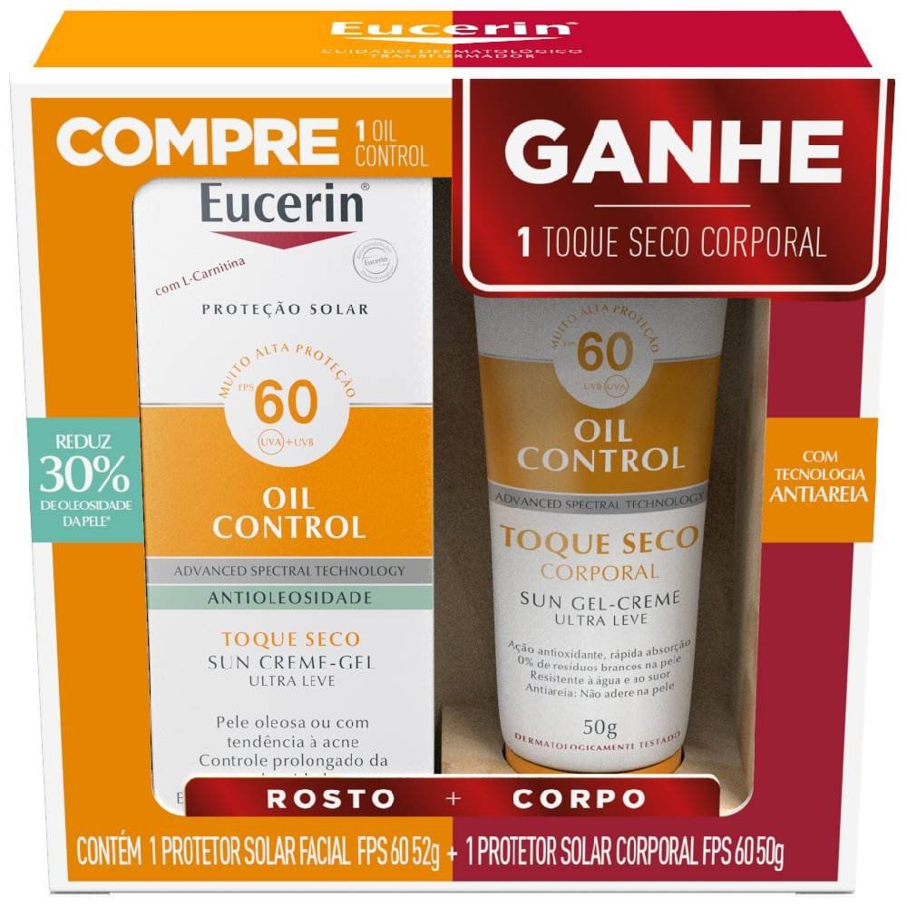 Miniatura Kit Eucerin Protetor Solar Facial Antioleosidade Fps60 52g Ganhe Protetor Solar Corporal Fps60 50g