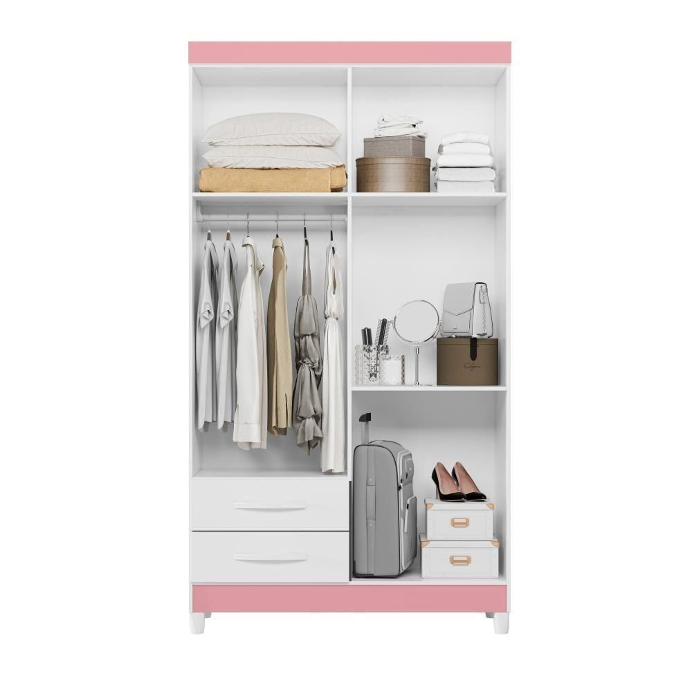 Miniatura Guarda Roupa Com Espelho Valentina Branco Titanium Azul Rosa
