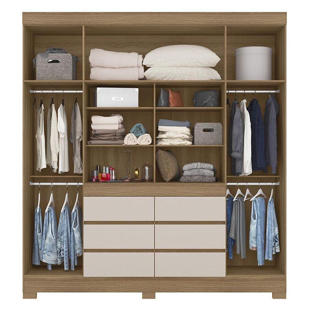 Miniatura Cômoda Montevidéu E Guarda Roupa Casal Cádis Amêndola Off White - Demóbile