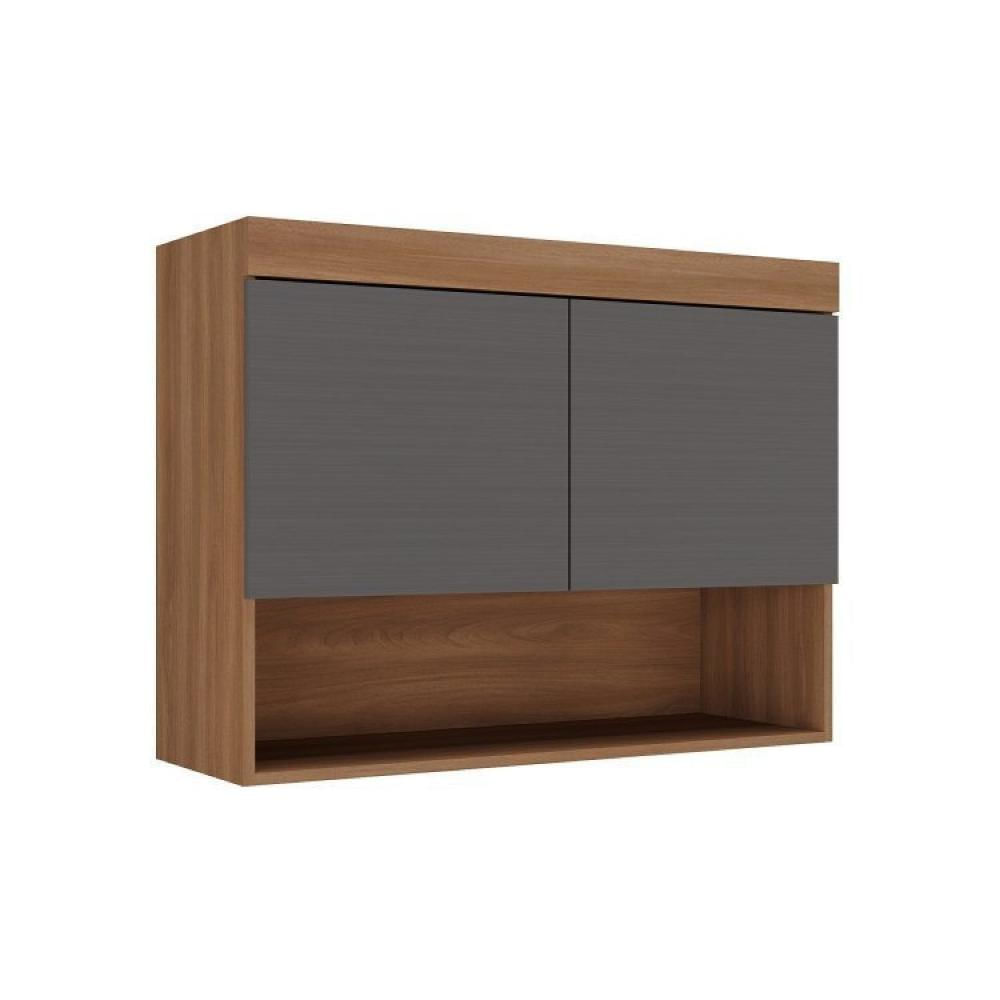 Guardo Roupa Modulado 7 Portas 4 Gavetas 5 Peças Hecol Móveis Nogal/Grafite