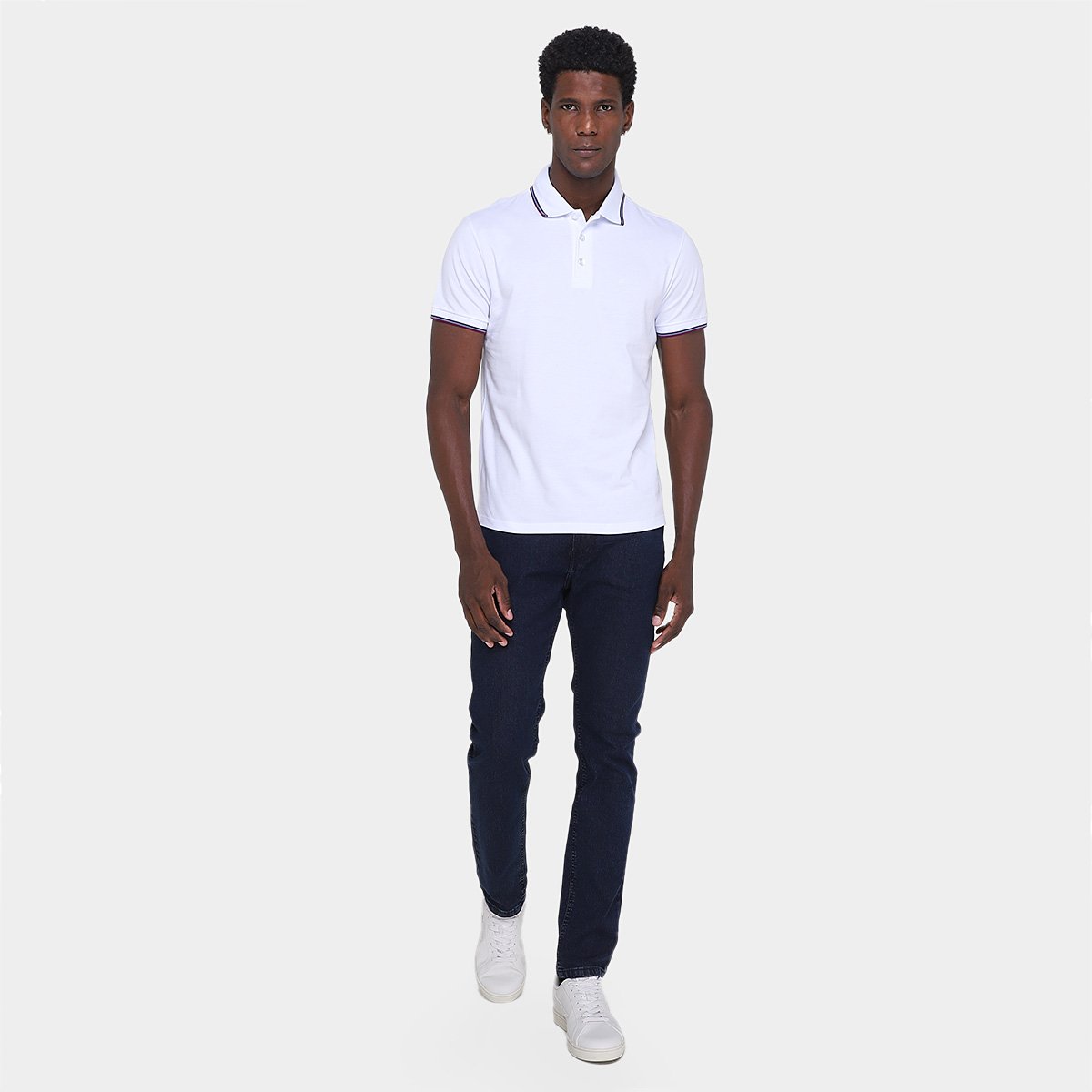 Miniatura Camisa Polo Ellus Masculina Off White+Azul - G