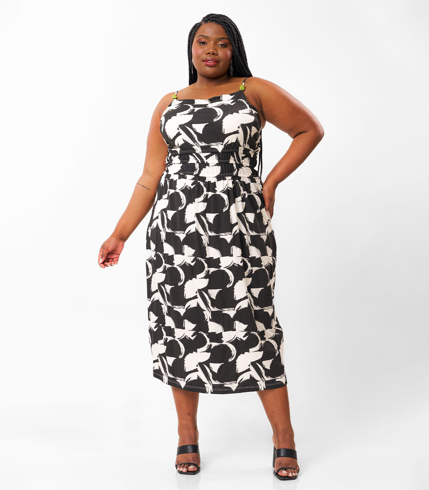 Miniatura Vestido Midi De Alça Plus Size Secret Glam Preto Plus G1