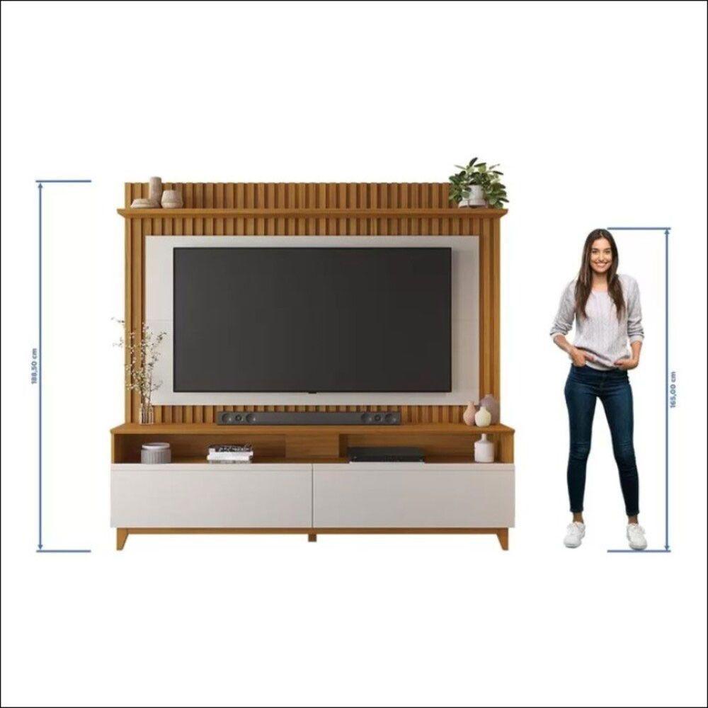 Miniatura Home Nt1340 183cm Em Ripado Para Tv Até 65 Polegadas Notável Freijó E Off White Tx