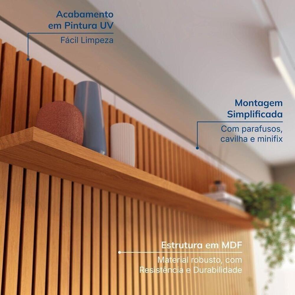 Rack Ananda com Painel Aloe para Tv até 75 Polegadas em Mdf Tampo Madeira Maciça Madeira Originals nature / Off white