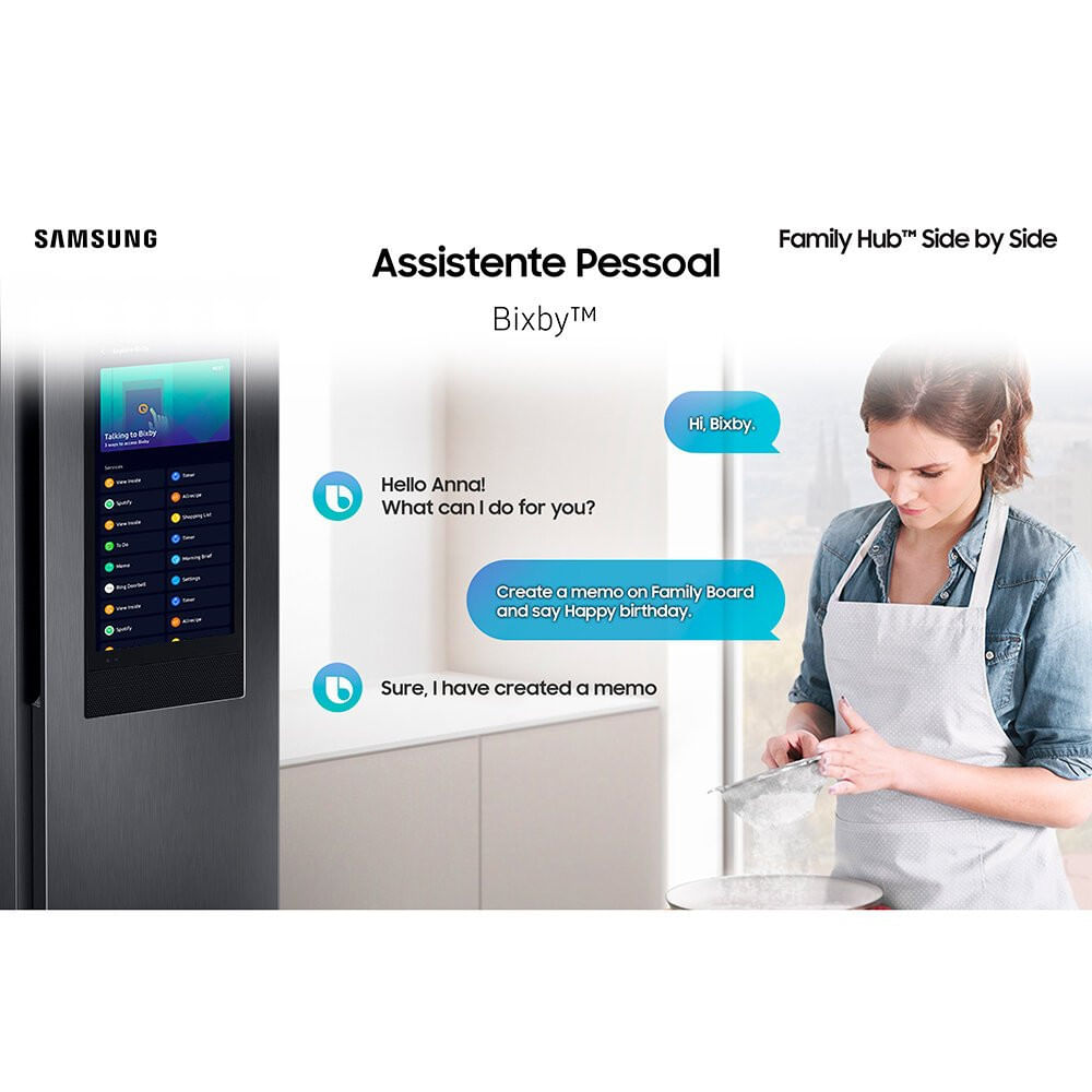 Geladeira Samsung Side By Side Family Hub 585 Litros - RS58 Black Inox Look - 110V