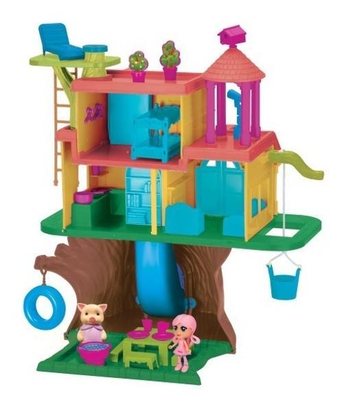 Miniatura Brinquedo Infantil Casa Na Floresta + Árvore 20 Acessórios