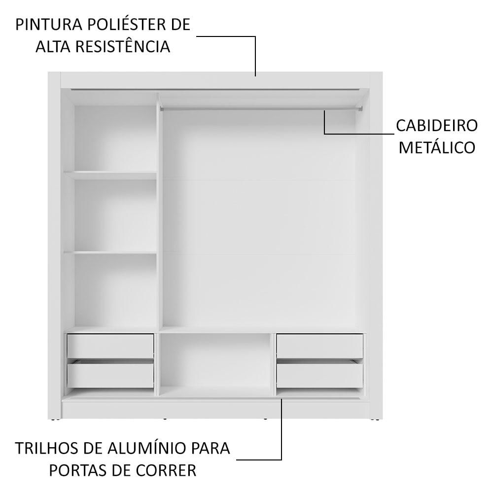Miniatura Guarda-Roupa Casal 3 Portas de Correr de Espelho 4 Gavetas Sublime Plus Madesa Branco