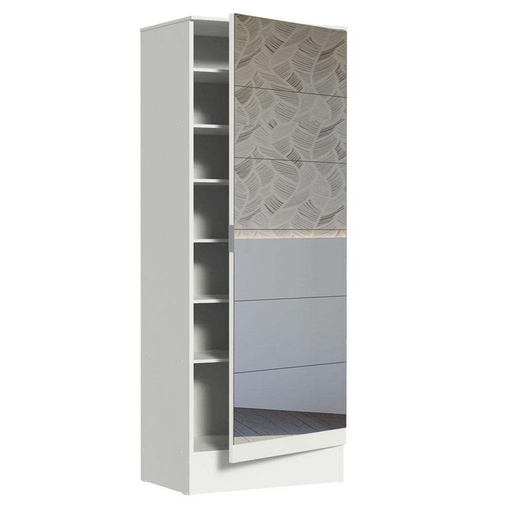 Miniatura Sapateira Armário Multiúso Madesa Isis 1 Porta com Espelhos - Branco Branco