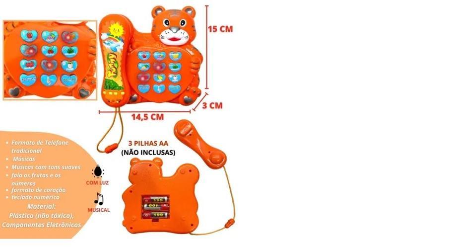 Miniatura Telefone Infantil Girafa Brinquedo Educativo Musical