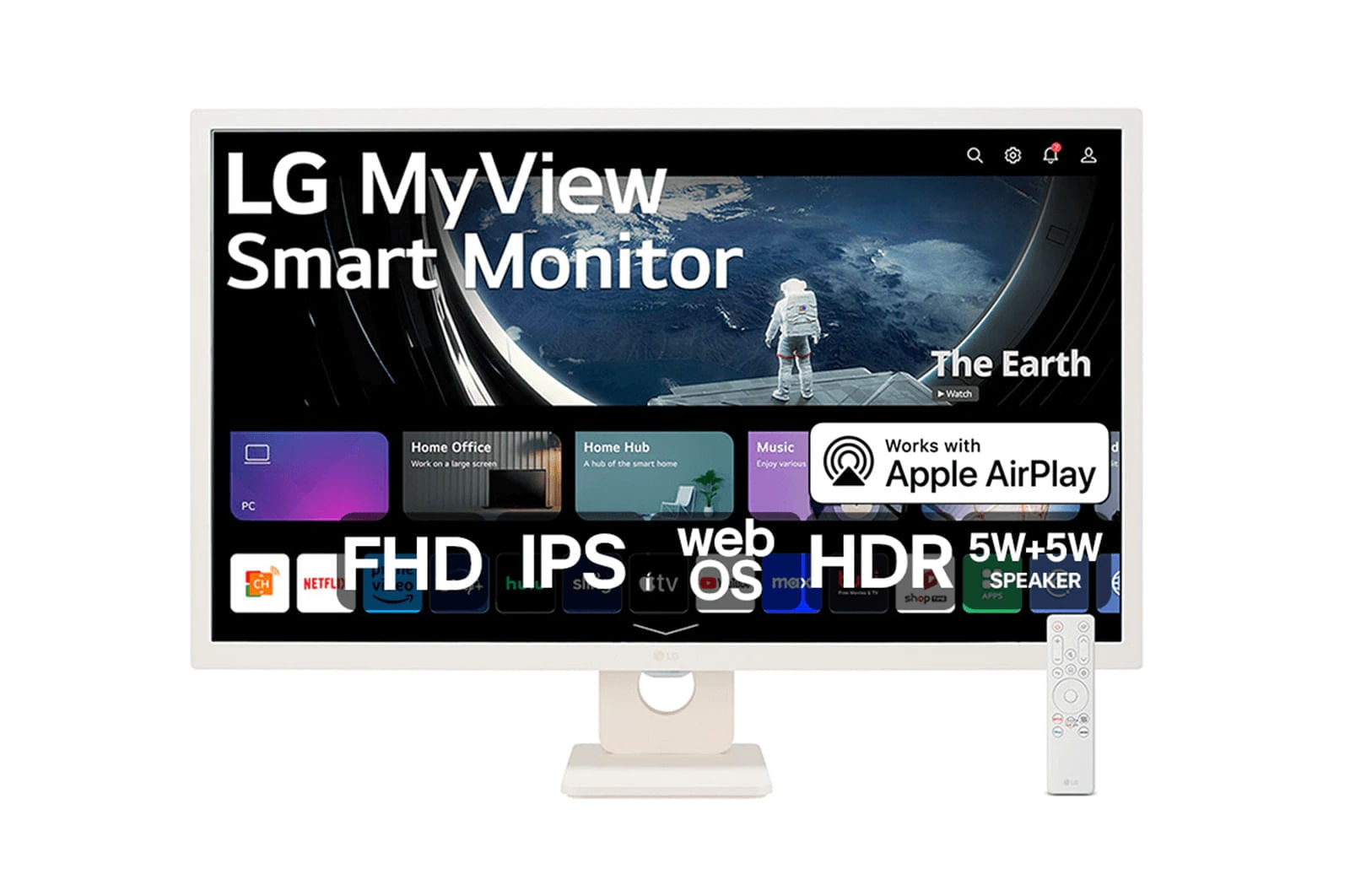 Miniatura Monitor LG MyView Smart - Tela IPS de 32'‘, FHD, WebOs, Screen Share, HDR10, ThinQ, Air Play 2, Bluetooth, USB, HDMI - 32SR50F-W Branco - 32SR50F-W