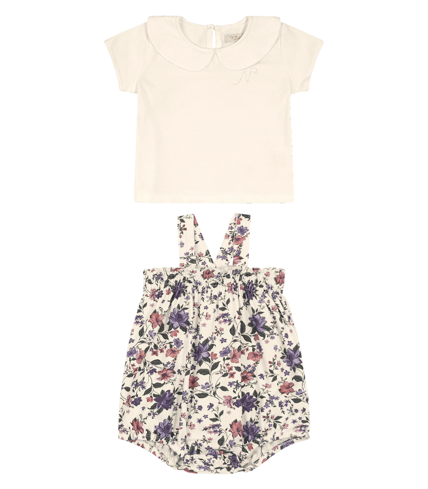 Miniatura Conjunto Macaquinho Com Blusa E Gola Trick Nick Bege 3