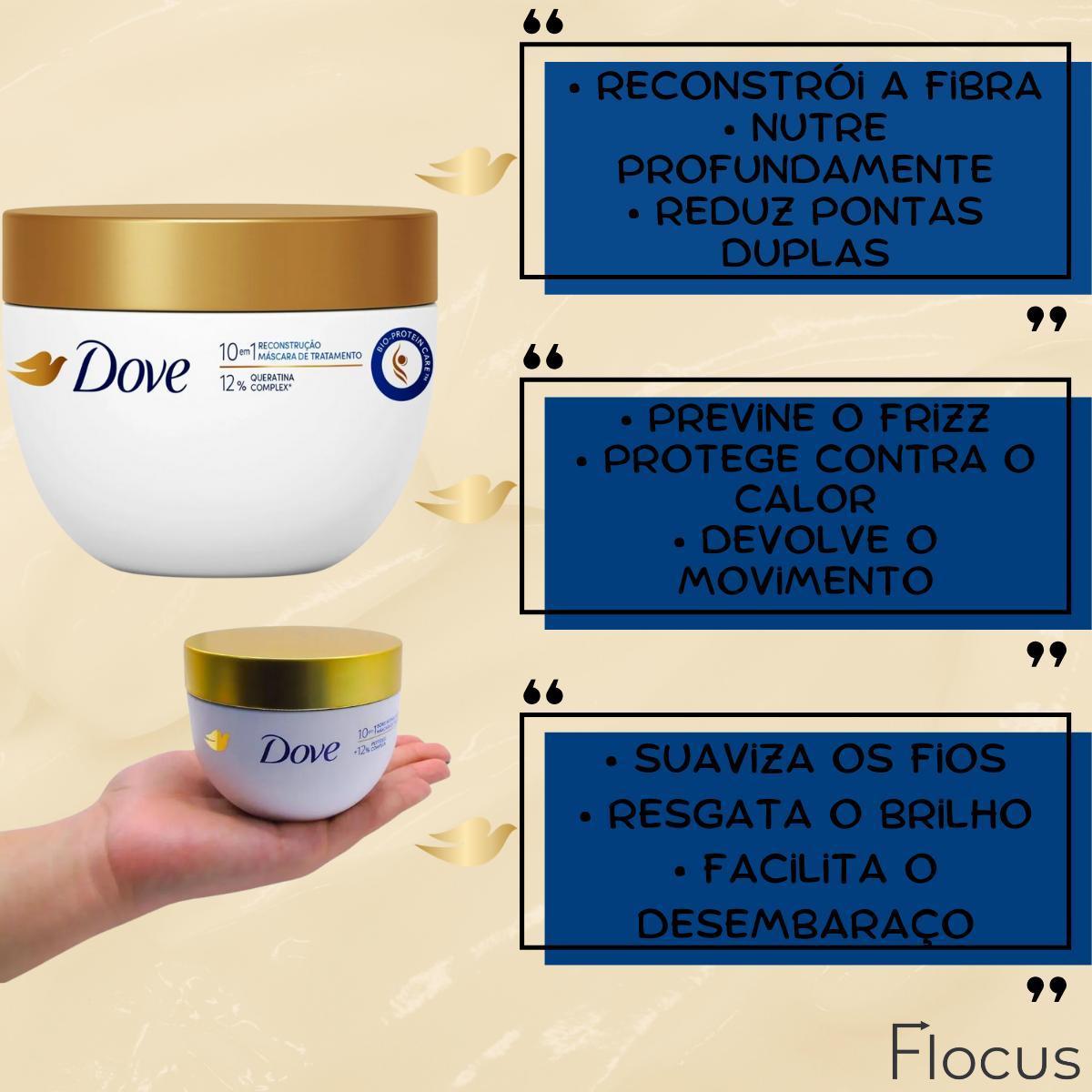 Miniatura Kit Dove Reconstrução Queratina Óleo Sérum Bifásico Mascara