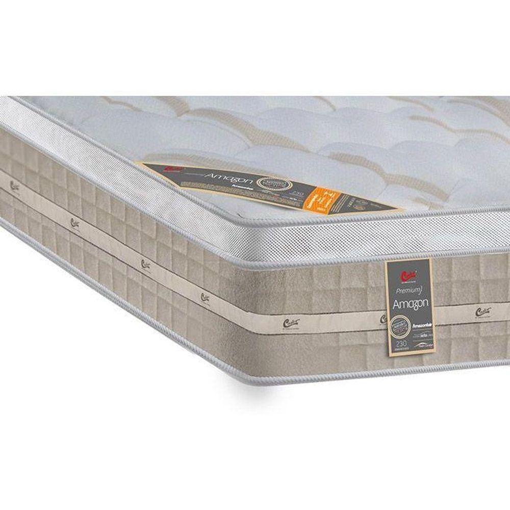 Miniatura Cama Box Queen: Colchão Molas Castor Pocket Premium Amazon + Base Crc Suede Bege(158X198)
