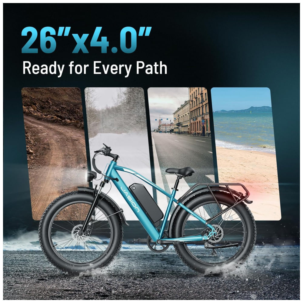 Miniatura Bicicleta Elétrica Jasion EB5 MAX para Adultos com Motor de Pico de 1500W, Bateria de 48V 15Ah 720Wh, Bicicleta Elétrica de Montanha com Pneus 26 x 4,