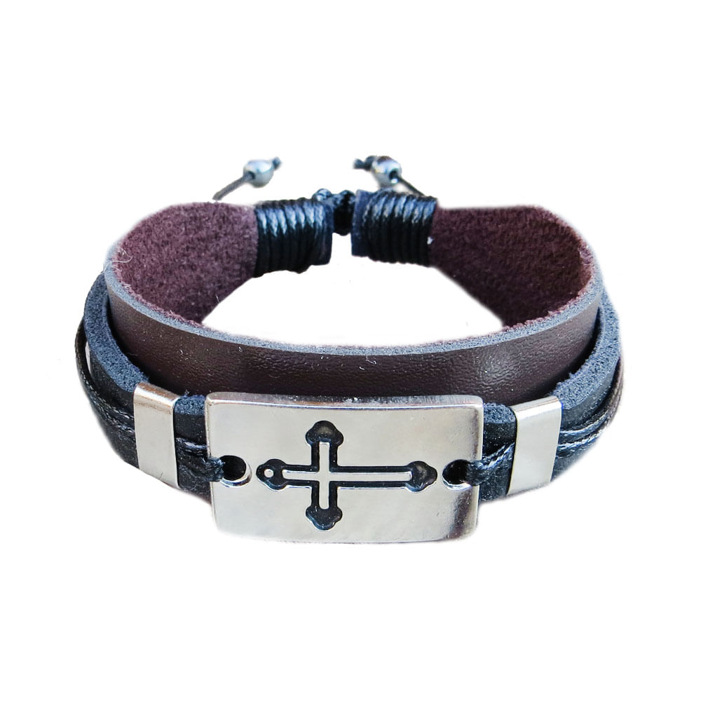 Miniatura Kit 3 Pulseiras Masculinas Cruz Trindade e Hematita