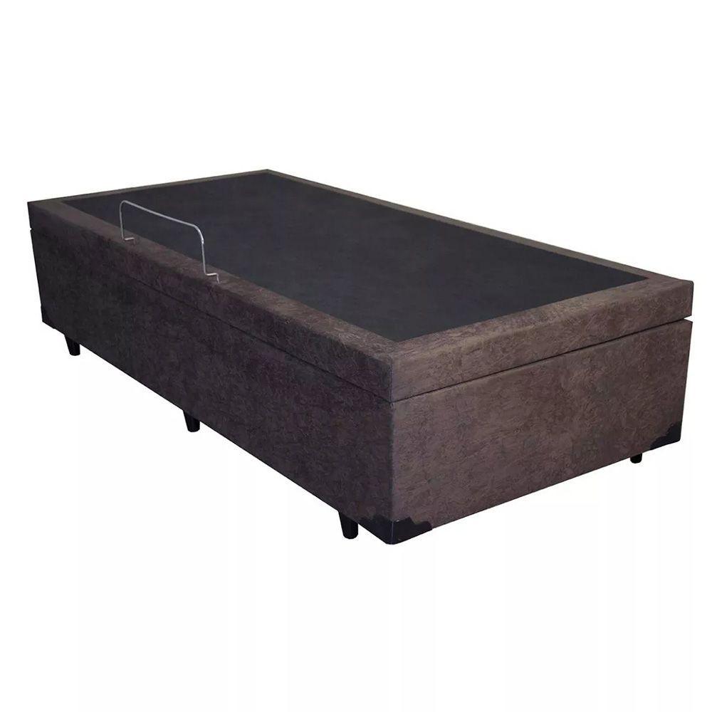 Miniatura Cama Box Baú Solteiro King Design Suede Marrom 88x188x41