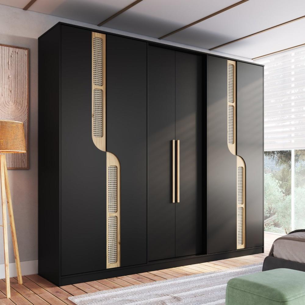 Miniatura Guarda Roupa Casal 6 Portas 4 Gavetas Apolo Onix Preto