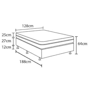 Miniatura Cama Box Casal Castor Sleep Class com com Euro Pillow e Molas Ensacadas 64x128x188cm – Branco, Cinza e Marrom