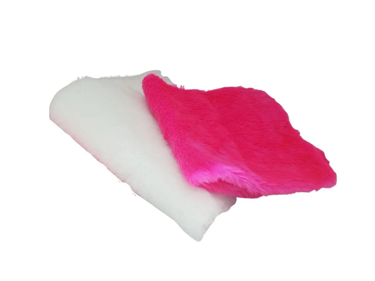Miniatura Kit 2 Tapetes Pelúcia Para Manicure Unhas Rosa Pink/ Branco