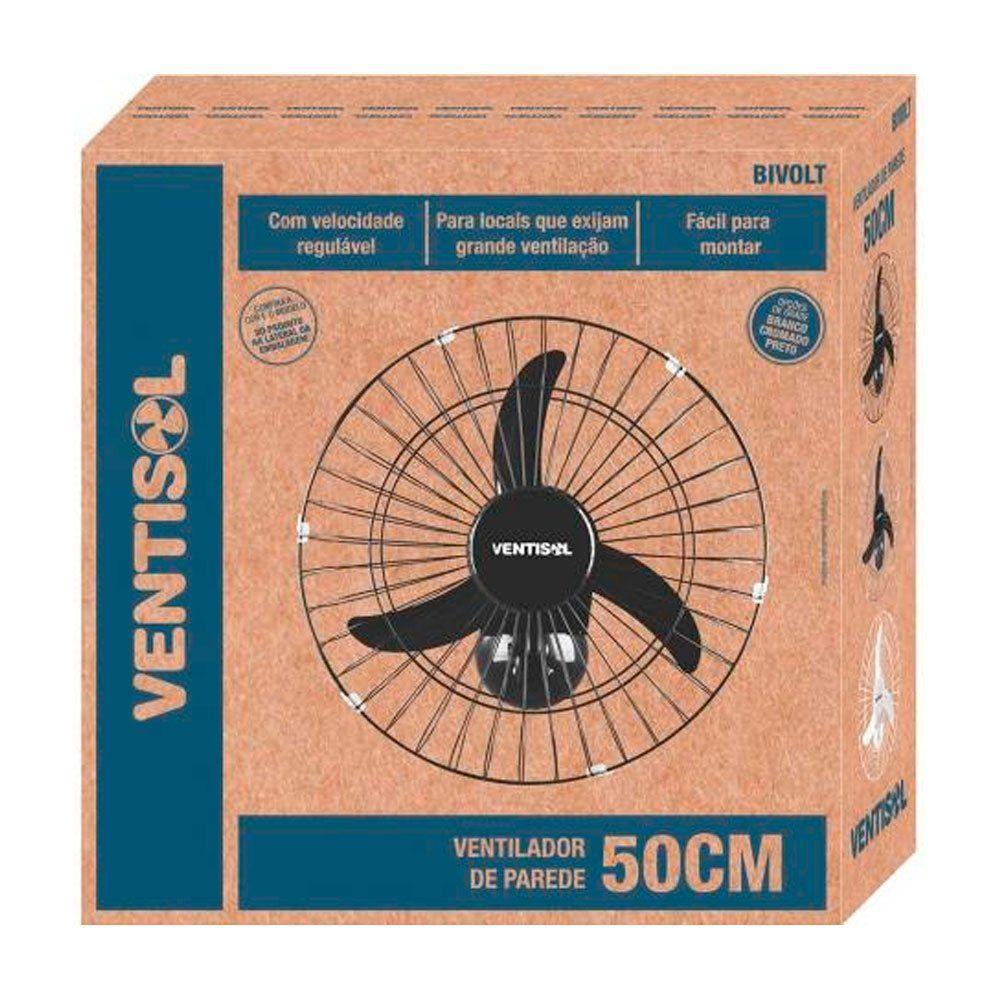 Miniatura Ventilador De Parede Ventisol 50cm Premium Preto Bivolt Bivolt