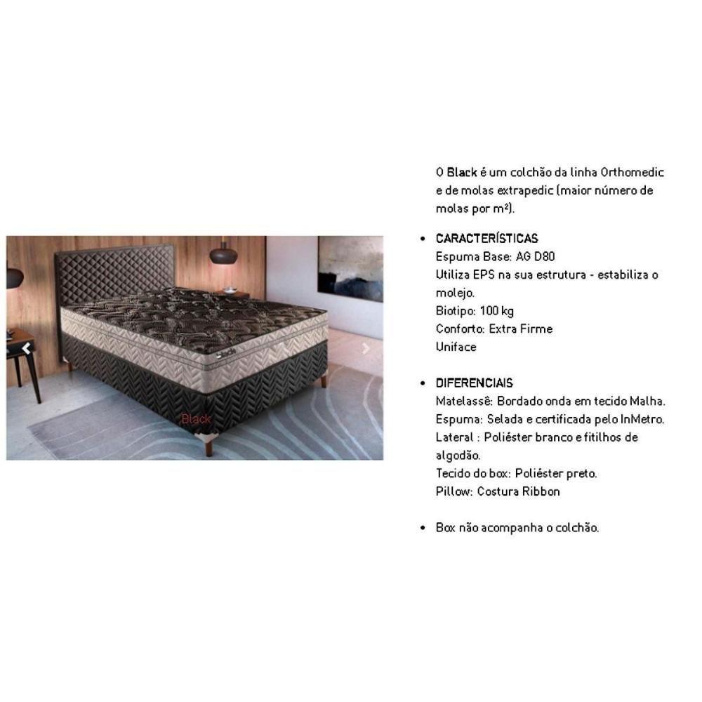 Miniatura Cama Box Queen: Colchão Molas Paropas Extrapedic Uniblack + Base Crc Rústico Black(158X198)