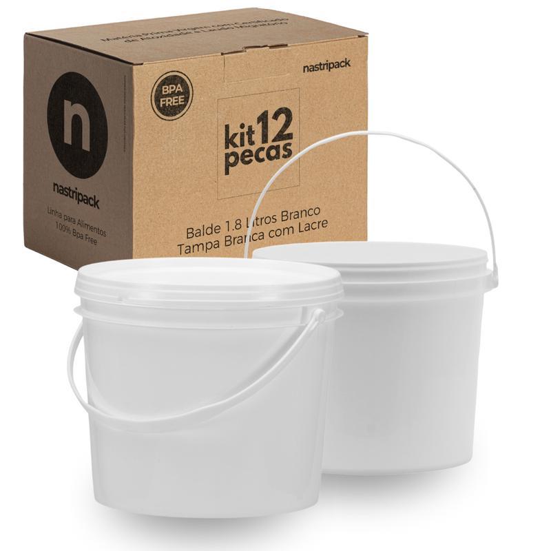 Miniatura Balde Para Agua Mineral 1.8L Branco 12 Pçs